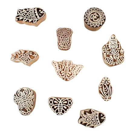 Set of 10 Piece New Mix Wooden Printing Block